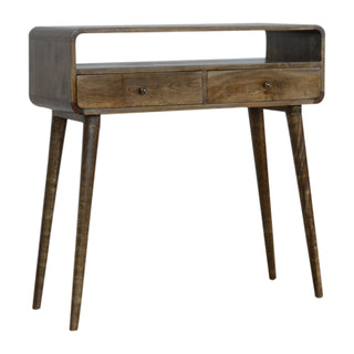 Curved Console Table in Grey-Wash Finish