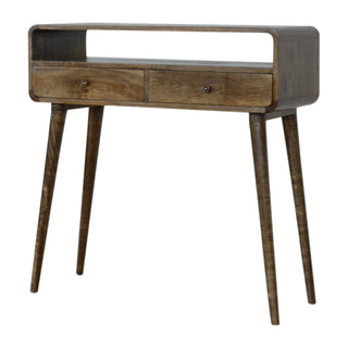 Curved Console Table in Grey-Wash Finish