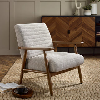 Ivy Sand Chenille Tweed Upholstered Armchair