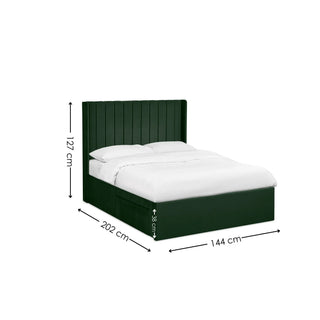 Velvet Upholstered Ottoman Bed, Bottle Green