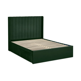 Velvet Upholstered Ottoman Bed, Bottle Green