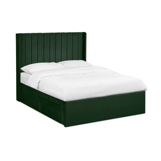 Velvet Upholstered Ottoman Bed, Bottle Green