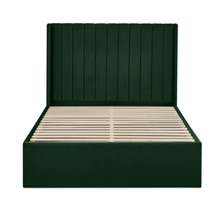 Velvet Upholstered Ottoman Bed, Bottle Green