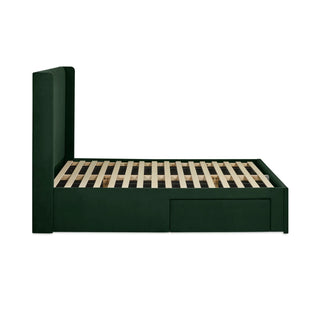 Velvet Upholstered Ottoman Bed, Bottle Green