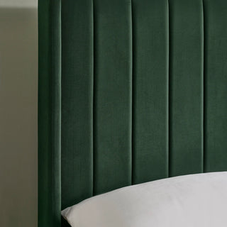 Velvet Upholstered Ottoman Bed, Bottle Green