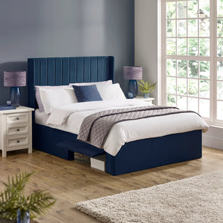 Velvet Upholstered Ottoman Bed, Bottle Green