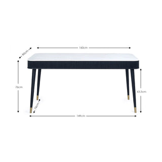 Louis Fluted Stone Top Dining Table with Drawers