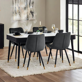 Louis Fluted Stone Top Dining Table with Drawers