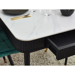 Louis Fluted Stone Top Dining Table with Drawers