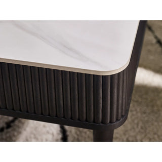 Louis Black Fluted Stone Top Coffee Table with 2 Drawers