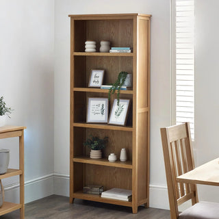Mallory Tall Bookcase, Oak Wood