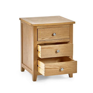 Mallory Oak 3 Drawer Bedside Tables – Set of 2