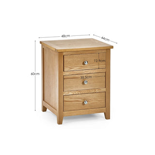 Mallory Oak 3 Drawer Bedside Tables – Set of 2