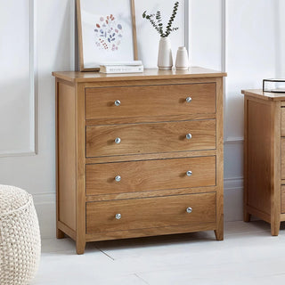Mallory 4 Drawer Chest – Oak Wood