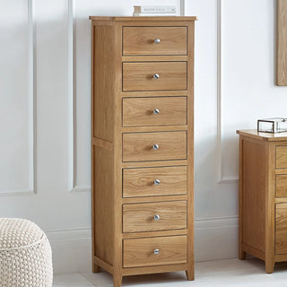 Mallory 7 Drawer Narrow Chest – Oak Wood