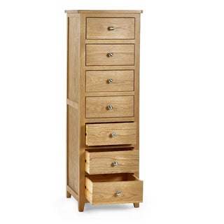 Mallory 7 Drawer Narrow Chest – Oak Wood