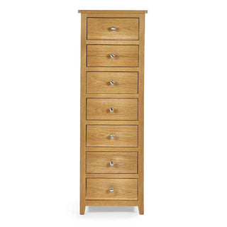 Mallory 7 Drawer Narrow Chest – Oak Wood