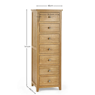 Mallory 7 Drawer Narrow Chest – Oak Wood