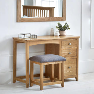 Mallory Single Dressing Table & Stool Set, Oak Wood