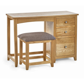 Mallory Single Dressing Table & Stool Set, Oak Wood