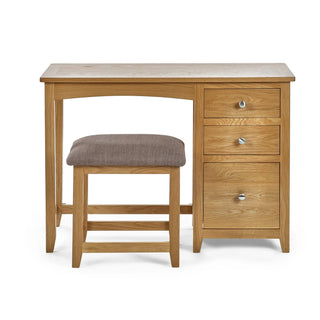 Mallory Single Dressing Table & Stool Set, Oak Wood