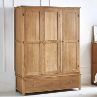 Mallory 3 Door Wardrobe, Oak Wood