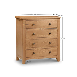 Marlborough 4 Drawer Chest – Oak Wood