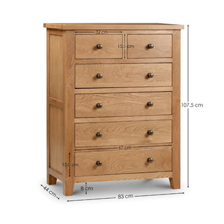 Marlborough 4+2 Drawer Chest – Oak Wood