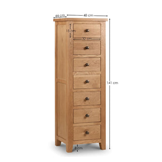Marlborough 7 Drawer Narrow Chest – Oak Wood