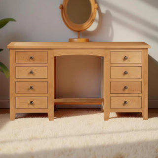 Marlborough Twin Pedestal Dressing Table, Oak Wood