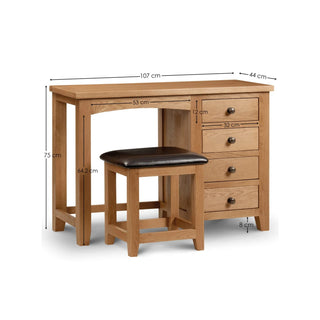 Marlborough Single Pedestal Dressing Table, Oak Wood