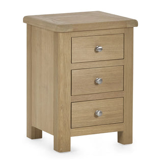 Set of 2 Memphis 3 Drawer Bedside Table, Oak Wood