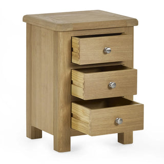 Set of 2 Memphis 3 Drawer Bedside Table, Oak Wood