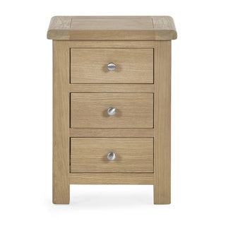 Set of 2 Memphis 3 Drawer Bedside Table, Oak Wood