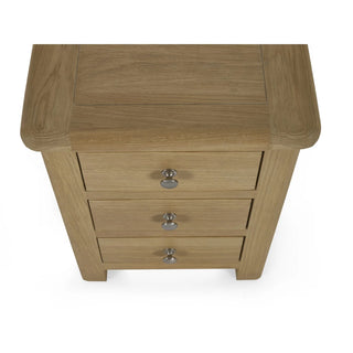 Set of 2 Memphis 3 Drawer Bedside Table, Oak Wood