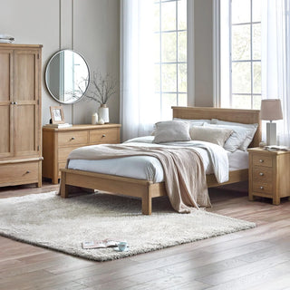 Set of 2 Memphis 3 Drawer Bedside Table, Oak Wood