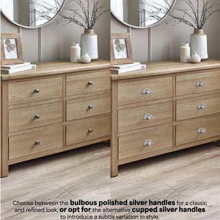 Memphis Limed Oak 6 Drawer Wide Chest