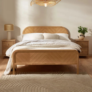 Milo Chevron Solid Oak Wood Bed Frame