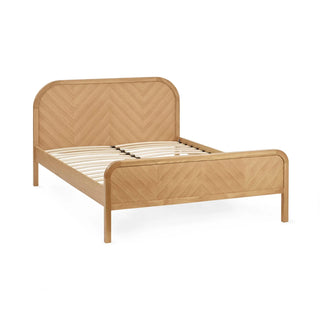 Milo Chevron Solid Oak Wood Bed Frame