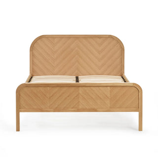 Milo Chevron Solid Oak Wood Bed Frame