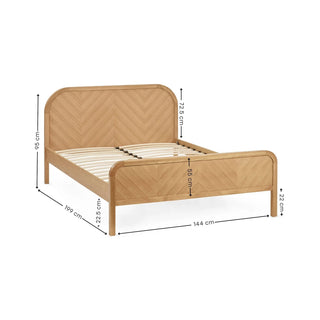 Milo Chevron Solid Oak Wood Bed Frame