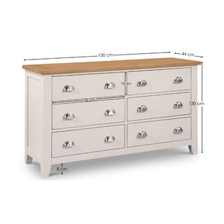 Richmond 6 Drawer Wide Chest, Oak Wood