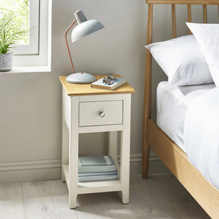 Set of 2 Somerset 1 Drawer Bedside Tables - White & Oak