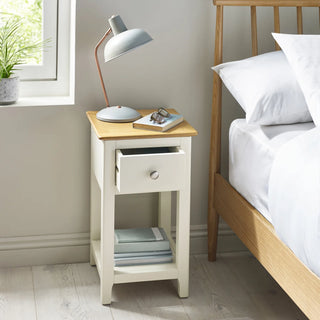 Set of 2 Somerset 1 Drawer Bedside Tables - White & Oak