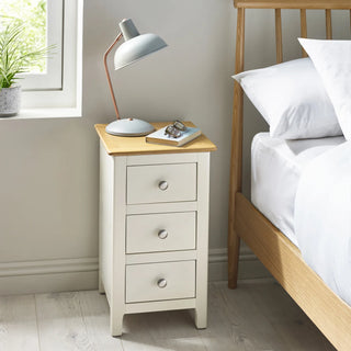 Set of 2 Somerset 3 Drawer Bedside Tables, White and Oak