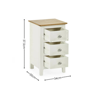 Set of 2 Somerset 3 Drawer Bedside Tables, White and Oak
