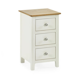 Set of 2 Somerset 3 Drawer Bedside Tables, White and Oak