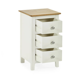 Set of 2 Somerset 3 Drawer Bedside Tables, White and Oak