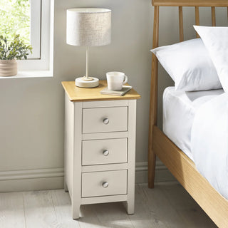 Set of 2 Somerset 3 Drawer Bedside Tables, White and Oak