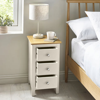 Set of 2 Somerset 3 Drawer Bedside Tables, White and Oak